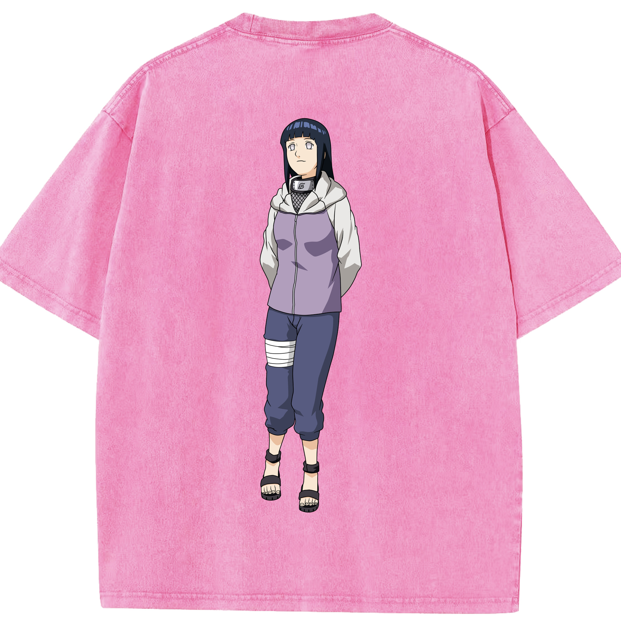 （画像用） NARUTO -ナルト- 日向ヒナタ Hyūga Hinata 綿100% ヴィンテージ風 半袖Tシャツ（背面プリント）